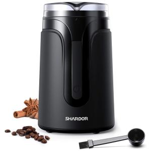 Moedor de Grãos de Café, Aço Inox, 40g, 6 Xícaras, 110v, SHARDOR, Preto