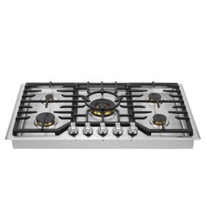 Cooktop a gás 5 queimadores Robam inox 36cm queimadores em latão sistema de segurança com corte de gás 110V