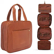 Necessaire Masculina de Couro, SAM JAMES, Marrom Claro
