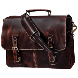 Bolsa Maleta Couro de Búfalo Unissex para Laptop, RUSTIC TOWN, Marrom Claro