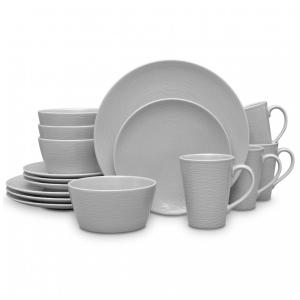 Aparelho de Jantar, Elegância e Sofisticação para Sua Mesa com 16 Peças, Formato Redondo e Material de Porcelana, Noritake 4390-16C, Cinza