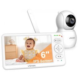 Babá Eletrônica com Visão Noturna e Bateria de Longa Duração, Tela de 15,24 cm, Áudio Bidirecional, Controle Remoto, Alcance de 304