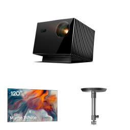 Projetor 4K a laser VisionMaster Max Valerion com tela fixa 120 polegadas e suporte de teto ajustável 110V