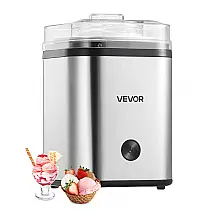 Máquina de Sorvete VEVOR 2L Prata Elétrica Tigela Duplo Isolamento Automática