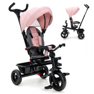 Triciclo Infantil para Passeio HONEY JOY com Assento Ajustável 5 Estágios, Idade Recomendada 1 a 5 Anos, Rosa