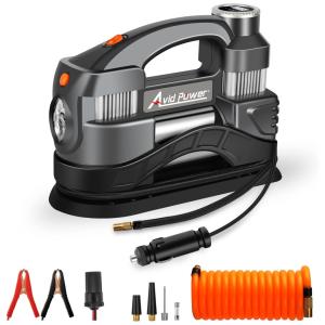 Compressor de Ar Portátil com Duplo Cilindro e Desligamento Automático, 12V, AVID POWER AHCAP068, Preto