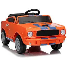 Carro Elétrico Infantil 12V INFANS Shelby Licenciado, Controle Remoto, Bluetooth, Suspensão, Cinto de Segurança, 3 Velocidades, Laranja