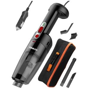 Aspirador de Pó Automotivo Portátil Sucção Forte Baixo Ruído Com Fio DC 12V, GOOLOO, Preto