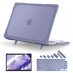 Capa Rígida Batianda MacBook Pro 16" Lavanda Cinza – Modelos A3403, A3186, A2991, A2780, A2485 com Suporte Dobrável