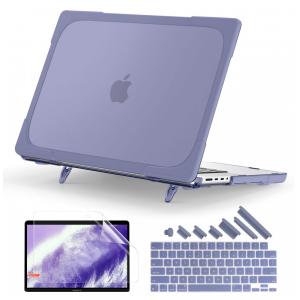 Capa Rígida Batianda MacBook Pro 16" Lavanda Cinza – Modelos A3403, A3186, A2991, A2780, A2485 com Suporte Dobrável