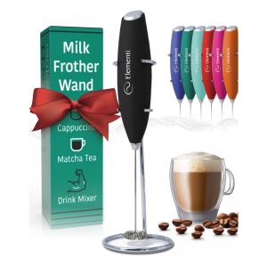 Mixer Espumador de Leite á Bateria, Aço Inoxidável, ELEMENTI E 5001 B, Preto