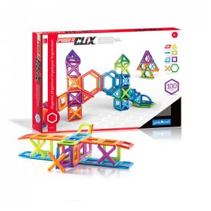 Conjunto de blocos magnéticos PowerClix Frames Guidecraft com 100 peças coloridas para construção 3D e atividades STEM