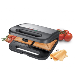 Sanduicheira Elétrica Antiaderente 2 Fatias, Aço Inox, 110v, TESCOMA, Preto