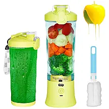 Liquidificador Portátil 590mL com USB Recarregável e 6 Lâminas Ultra Afiadas, 240W, Supkitdin, Amarelo Limão