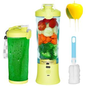 Liquidificador Portátil 590mL com USB Recarregável e 6 Lâminas Ultra Afiadas, 240W, Supkitdin, Amarelo Limão