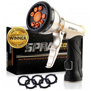 Bico de Mangueira Pulverizador 9 Padrões Ajustáveis, SPRAYTEC, Prateado