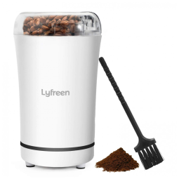 Moedor de Café Elétrico Portátil 12 xícaras em Aço Inoxidável, 110V, Lyfreen, Branco