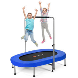 Cama Elastica Infantil com Corrimão Ajustável para até 150 kg, GOPLUS, Azul