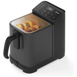Fritadeira Elétrica Air Fryer 10 em 1, 6,1L com Janela de Visualização e Controle Digital LCD, 110V 1200W, RIMOO, Preto