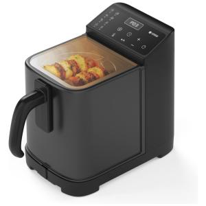Fritadeira Elétrica Air Fryer 10 em 1, 6,1L com Janela de Visualização e Controle Digital LCD, 110V 1200W, RIMOO, Preto