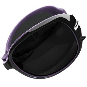 Óculos de Sol Feminino Dobrável com Proteção UV, Joopin A28, Preto e Roxo