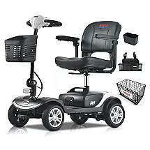 Cadeira de Rodas Elétrica 4 Rodas Dobrável, Assentos de Couro Espessos, Bateria de Longa Duração, Ideal para Adultos/Idosos,Metro Mobility.