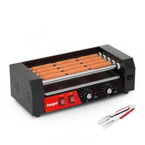 Máquina de Fazer Hot Dog com 5 Rolos de Aço Inoxidável, Capacidade para 12 Cachorros-Quentes, 750W, Controle de Temperatura Duplo, Awgpd