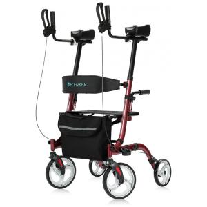 Andador para Adultos e Idosos de até 136 kg Dobrável com Encosto Reversível, ELENKER, Vermelho