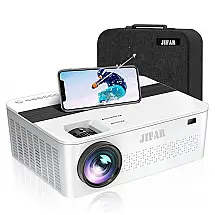 Projetor 1080P HD 4K 10000 Lumens com Bluetooth Compatível com TV Stick, iOS, Android, PS5, Projeta até 450 Polegadas, JIFAR H6, Branco
