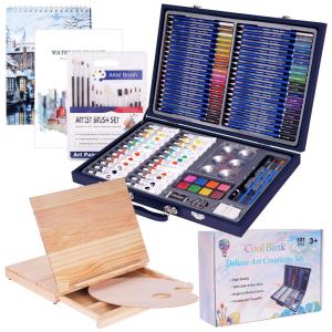 Lápis de Cor Profissional 101pcs, Cavalete, Almofada de Desenho, COOL BANK