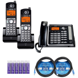 Telefone sem Fio, com 2 linhas, 2 cabos, 6 baterias AAA, 2 unidades de telefones, MOTOROLA, Preto