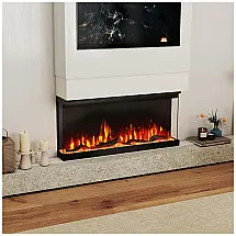 Lareira Elétrica Tangkula 91x44cm 1500W 12 Cores Chamas 3 Lados Embutir 110V