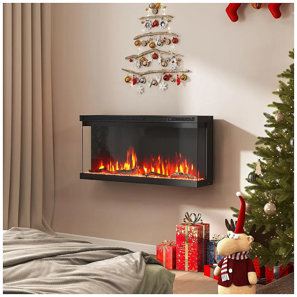 Lareira Elétrica Tangkula 91x44cm 1500W 12 Cores Chamas 3 Lados Embutir 110V — foto 2