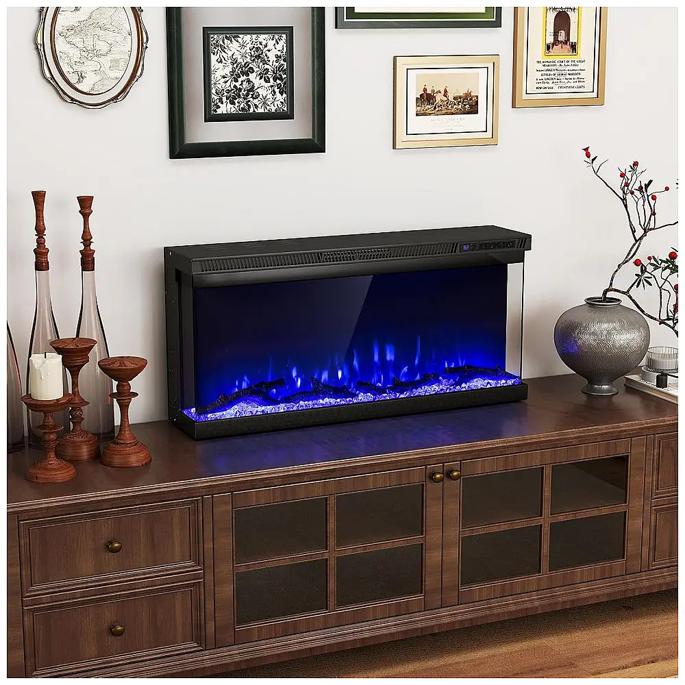 Lareira Elétrica Tangkula 91x44cm 1500W 12 Cores Chamas 3 Lados Embutir 110V — foto 3