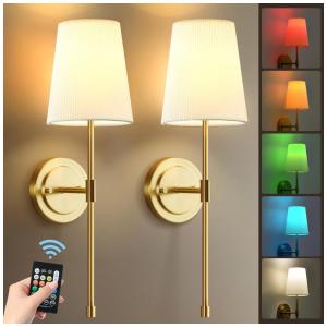 Conjunto de Luminária de Parede Sem Fio com Controle Remoto e Carregamento via USB e 2 Peças, 110V, EJIAXIN