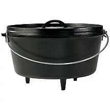 Panela de Ferro Fundido 8L Pré Temperada, com Alça de Metal, LODGE L12DCO3PLT, Preto
