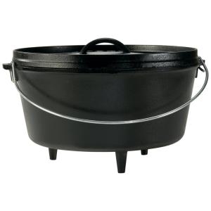 Panela de Ferro Fundido 8L Pré Temperada, com Alça de Metal, LODGE L12DCO3PLT, Preto