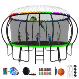 Cama Elastica Capacidade até 544 kg com Luz LED e Cesta de Basquete, SKYUP, Verde