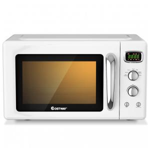 Micro Ondas Retrô de Bancada com 5 Configurações 900W, 110v, COSTWAY, Branco