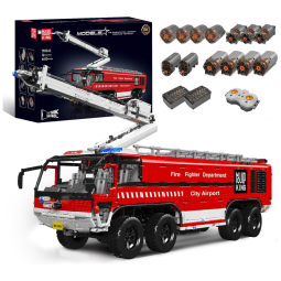 Kit de Construção Veículo Resgate de Aeroporto com 6653 Peças e Controle Remoto para Crianças e Adultos, Mould King, Vermelho