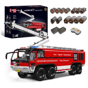 Kit de Construção Veículo Resgate de Aeroporto com 6653 Peças e Controle Remoto para Crianças e Adultos, Mould King, Vermelho
