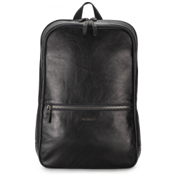 Mochila Unissex de Couro para Laptop, VELEZ, Preta