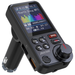 Adaptador Transmissor Veicular Bluetooth Receptor AUX Tela LCD, NULAXY KM30, Preto