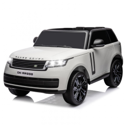 Carrinho Elétrico Infantil Land Rover Licenciado 24V 2 Lugares, 2 Motores 240W, Controle Remoto, Bluetooth, Suspensão, Branco
