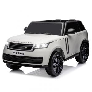 Carrinho Elétrico Infantil Land Rover Licenciado 24V 2 Lugares, 2 Motores 240W, Controle Remoto, Bluetooth, Suspensão, Branco