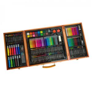 Kit de Pintura SMSOM com 176 Peças e Caixa de madeira Portátil, Marrom