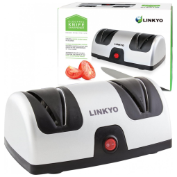 Afiador Elétrico para Facas com 2 Estágios e Posicionamento Automático da Lâmina, 110v, LINKYO Knife Sharpener, Branco