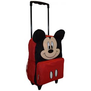 Mochila Escolar Infantil com Rodinhas 35cm Ruz Mickey Mouse para Crianças, Vermelho