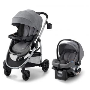 Carrinho de Bebê Travel System 3 em 1 com Assento Reversível e Cesto de Armazenamento Extragrande Expansível, Graco Modes, Cinza