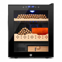 Umidor de Charutos Elétrico, 50 Litros para 300 Charutos, Gabinete Refrigerado com Prateleiras de Cedro Espanhol e Tela LED,Velieta